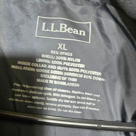 NWOT LL Bean Mountain Classic Down Parka Hooded Blue Downtek Puffer Mens XLarge - Picture 7 of 10